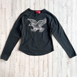 Mossimo Vintage 90s Y2K Women’s M Eagle Decal Black Long Sleeve T-Shirt